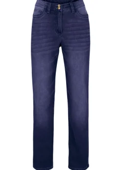 bonprix bonprix Vaqueros térmicos con talle medio, corte recto y cinturilla cómoda Denim oscuro desgastado Discount