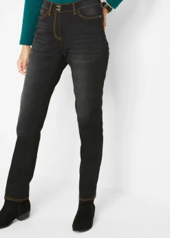 bonprix bonprix Vaqueros térmicos con talle medio, corte recto y cinturilla cómoda Denim oscuro desgastado Discount