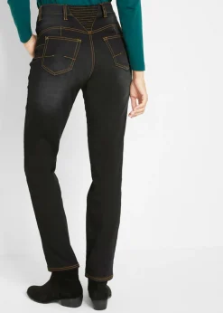 bonprix bonprix Vaqueros térmicos con talle medio, corte recto y cinturilla cómoda Denim oscuro desgastado Discount