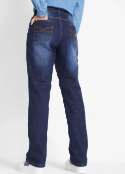 bonprix bonprix Vaqueros térmicos con talle medio y corte recto Azul marino desgastado Clearance