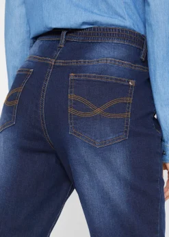 bonprix bonprix Vaqueros térmicos con talle medio y corte recto Azul marino desgastado Clearance
