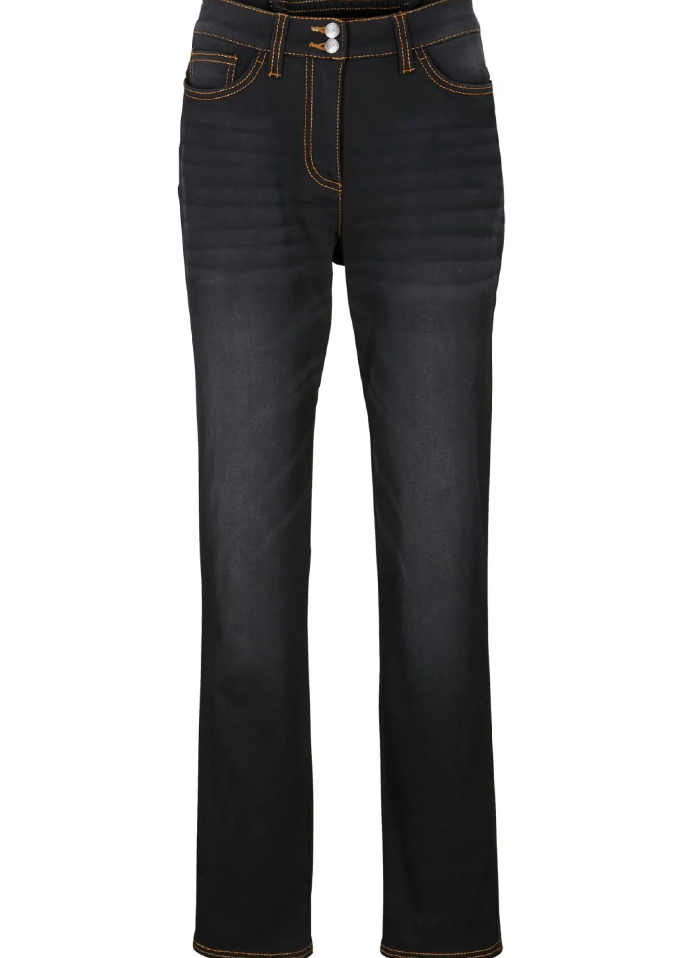 bonprix bonprix Vaqueros térmicos con talle medio, corte recto y cinturilla cómoda Negro denim Sale