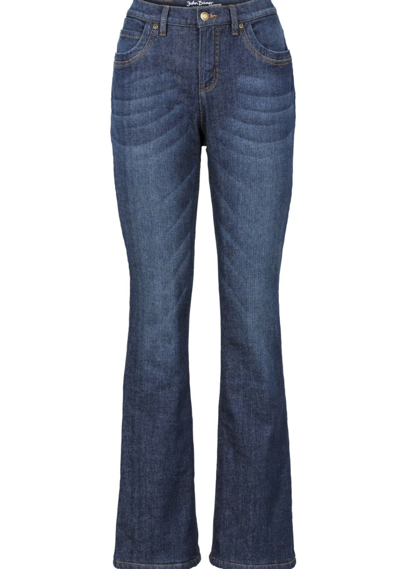 bonprix bonprix Vaqueros térmicos de talle alto con corte bootcut Azul marino desgastado Clearance