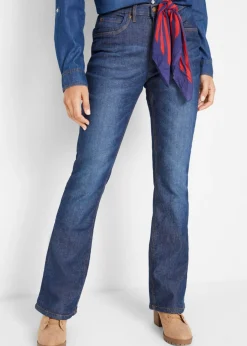 bonprix bonprix Vaqueros térmicos de talle alto con corte bootcut Azul marino desgastado Clearance