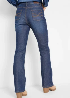 bonprix bonprix Vaqueros térmicos de talle alto con corte bootcut Azul marino desgastado Clearance