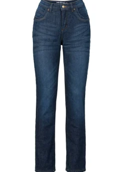 bonprix bonprix Vaqueros térmicos de talle alto y corte recto azul oscuro denim usado
