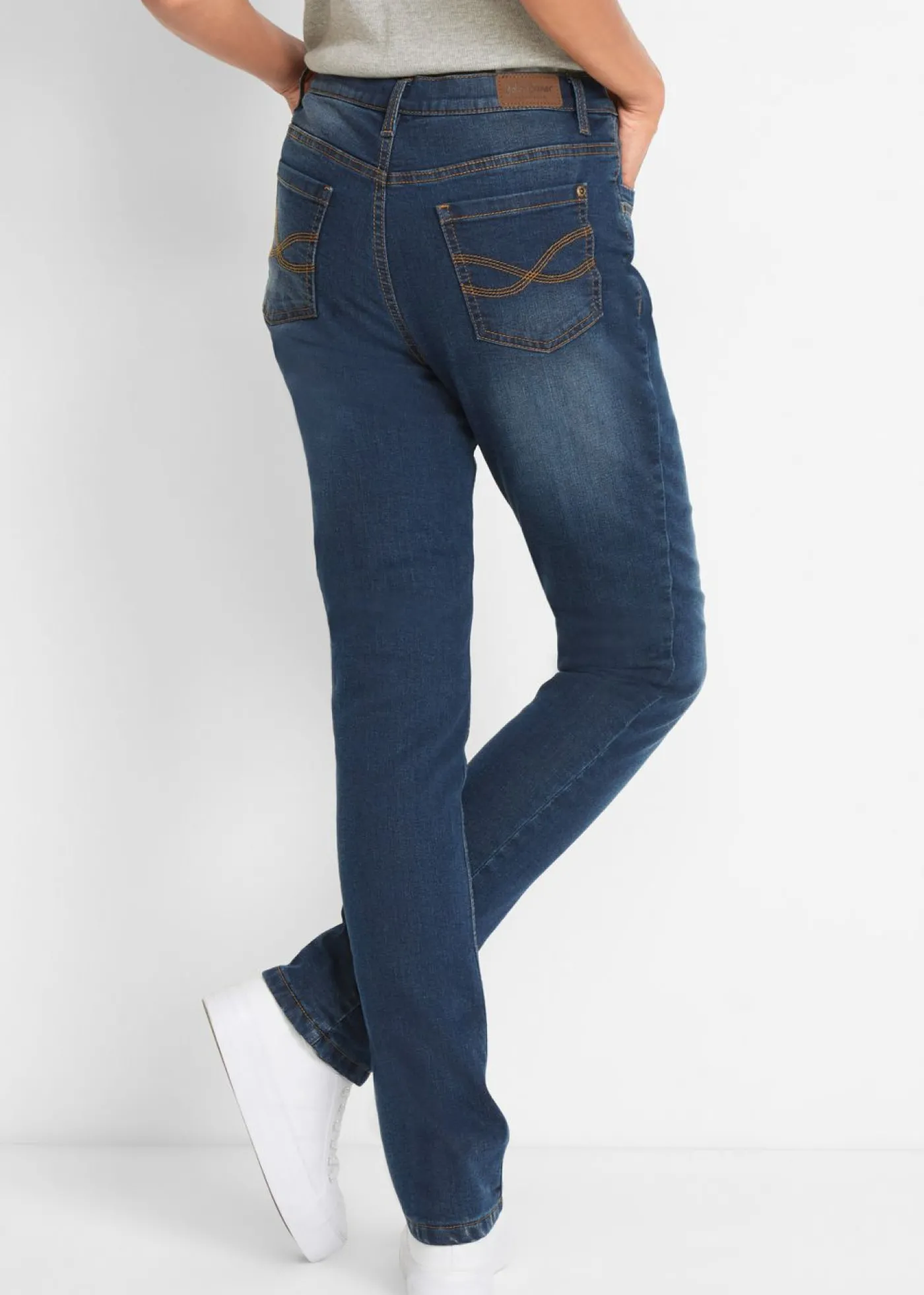 bonprix bonprix Vaqueros térmicos de talle alto y corte recto azul oscuro denim usado