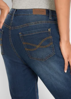 bonprix bonprix Vaqueros térmicos de talle alto y corte recto azul oscuro denim usado