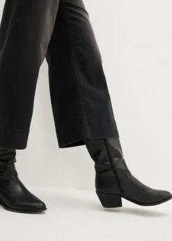 bonprix bonprix Vaqueros ultrasuaves de corte capri, culotte Denim negro desgastado Outlet
