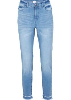 bonprix bonprix Vaqueros ultrasuaves de corte capri Denim claro desgastado Sale