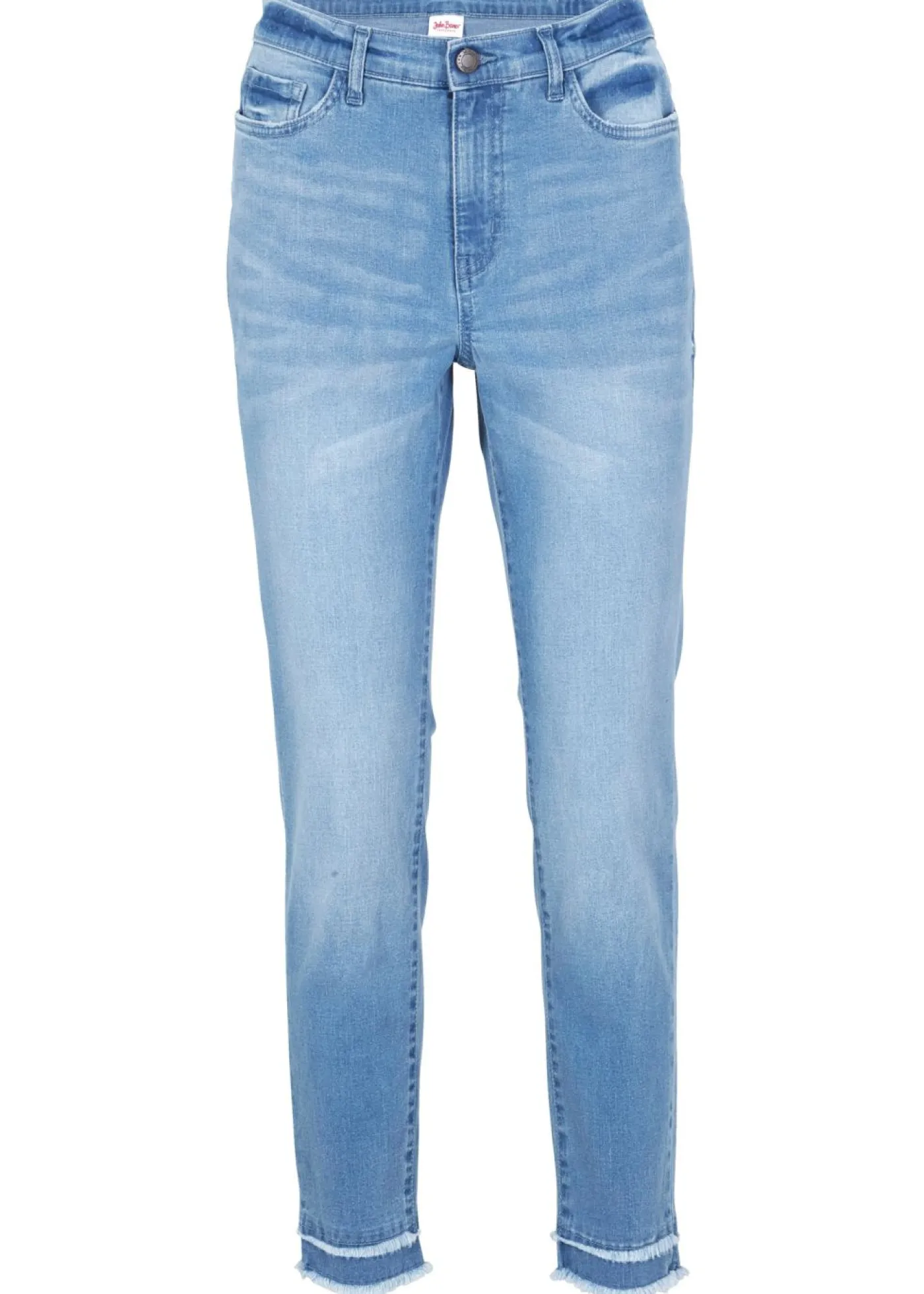 bonprix bonprix Vaqueros ultrasuaves de corte capri Denim claro desgastado Sale