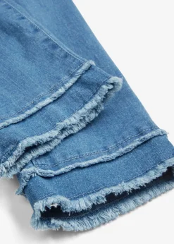 bonprix bonprix Vaqueros ultrasuaves de corte capri Denim claro desgastado Sale