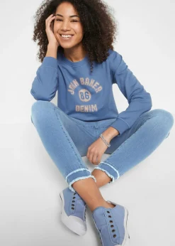 bonprix bonprix Vaqueros ultrasuaves de corte capri Denim claro desgastado Sale