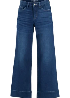 bonprix bonprix Vaqueros ultrasuaves de corte capri, culotte Azul desgastado Sale