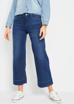 bonprix bonprix Vaqueros ultrasuaves de corte capri, culotte Azul desgastado Sale