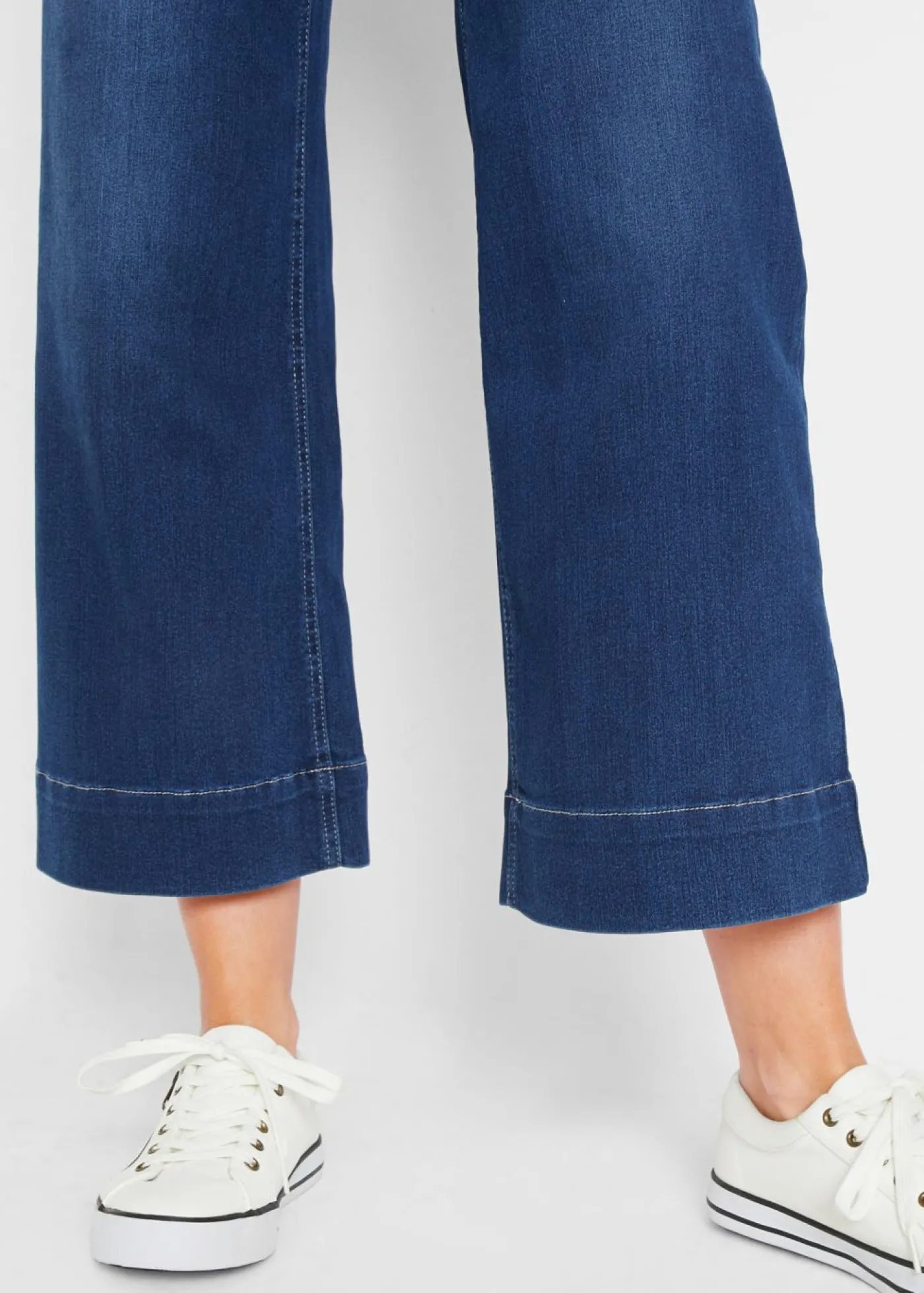bonprix bonprix Vaqueros ultrasuaves de corte capri, culotte Azul desgastado Sale