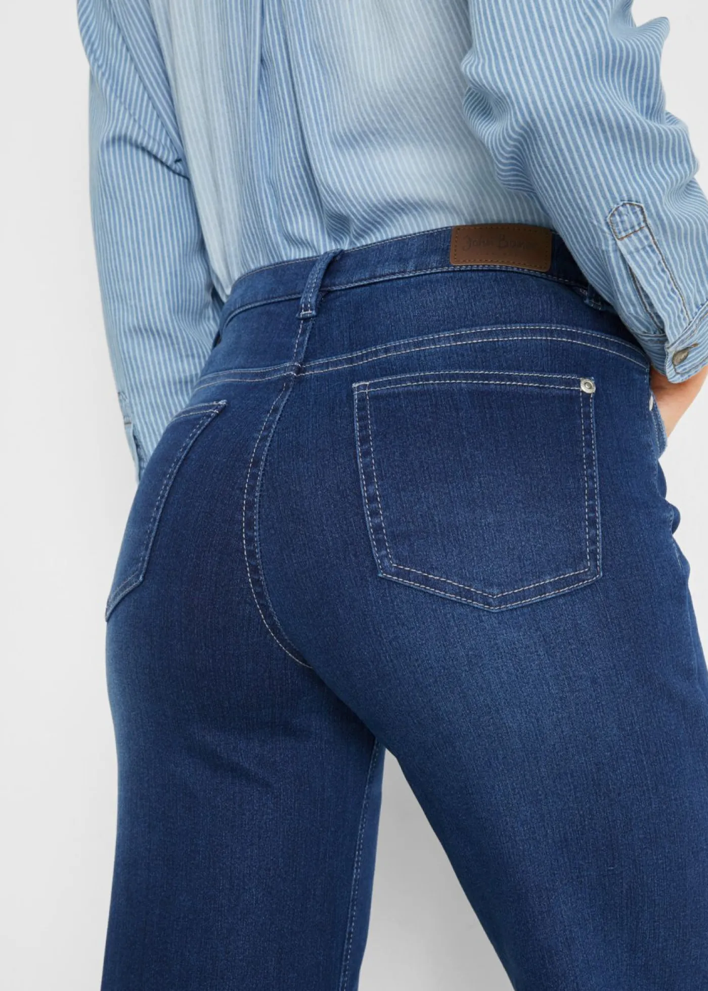 bonprix bonprix Vaqueros ultrasuaves de corte capri, culotte Azul desgastado Sale