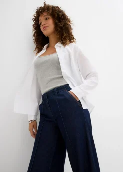 bonprix bonprix Vaqueros wide-leg, high waist, súper suaves Azul oscuro denim
