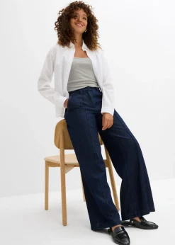 bonprix bonprix Vaqueros wide-leg, high waist, súper suaves Azul oscuro denim