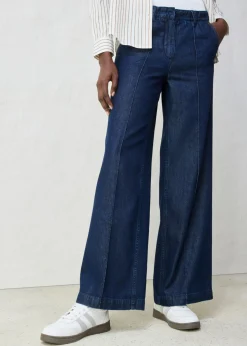 bonprix bonprix Vaqueros wide-leg, high waist, súper suaves Azul oscuro denim