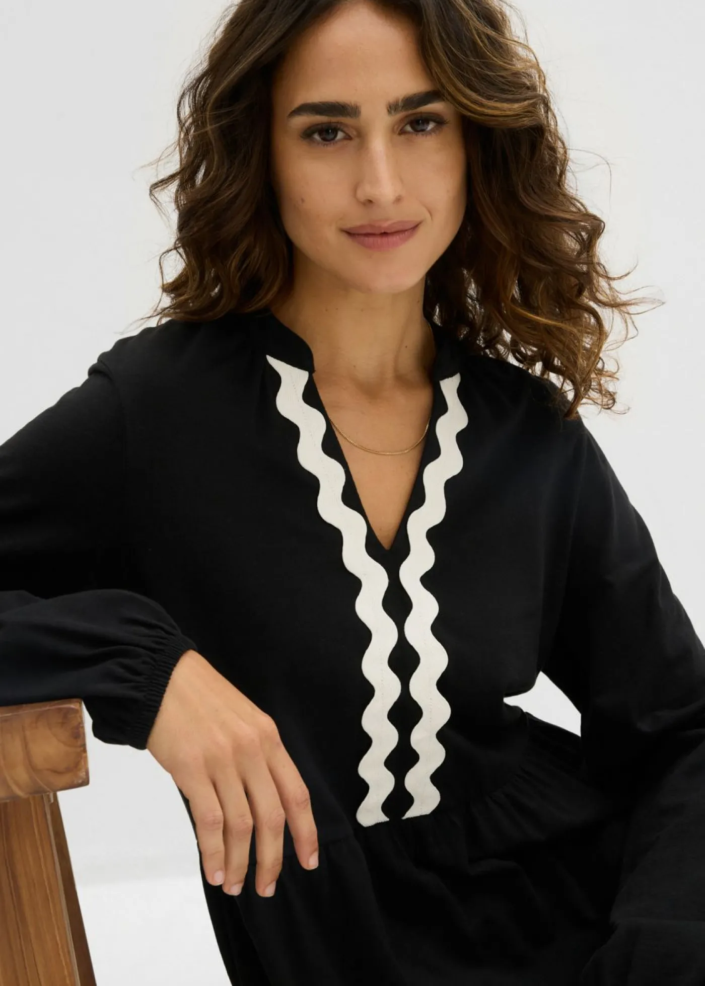 bonprix bonprix Vestido Negro-blanco lana Clearance