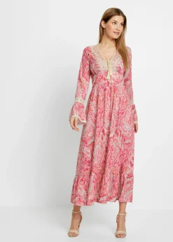 bonprix bonprix Vestido rosa caliente/blanco Hot