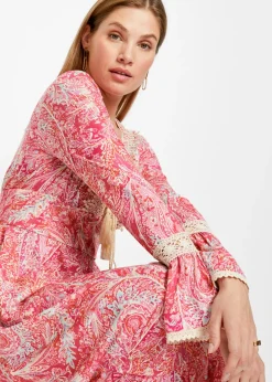bonprix bonprix Vestido rosa caliente/blanco Hot