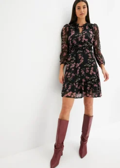 bonprix bonprix Vestido Negro con flores Outlet