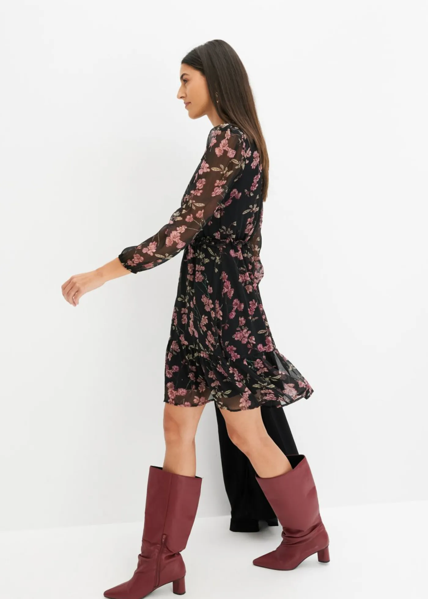 bonprix bonprix Vestido Negro con flores Outlet