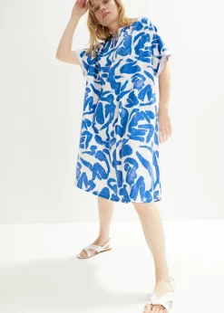 bonprix bonprix Vestido Azul zafiro-blanco estampado Online