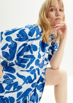 bonprix bonprix Vestido Azul zafiro-blanco estampado Online