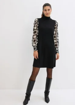 bonprix bonprix Vestido Negro/crudo con estampado gráfico Online
