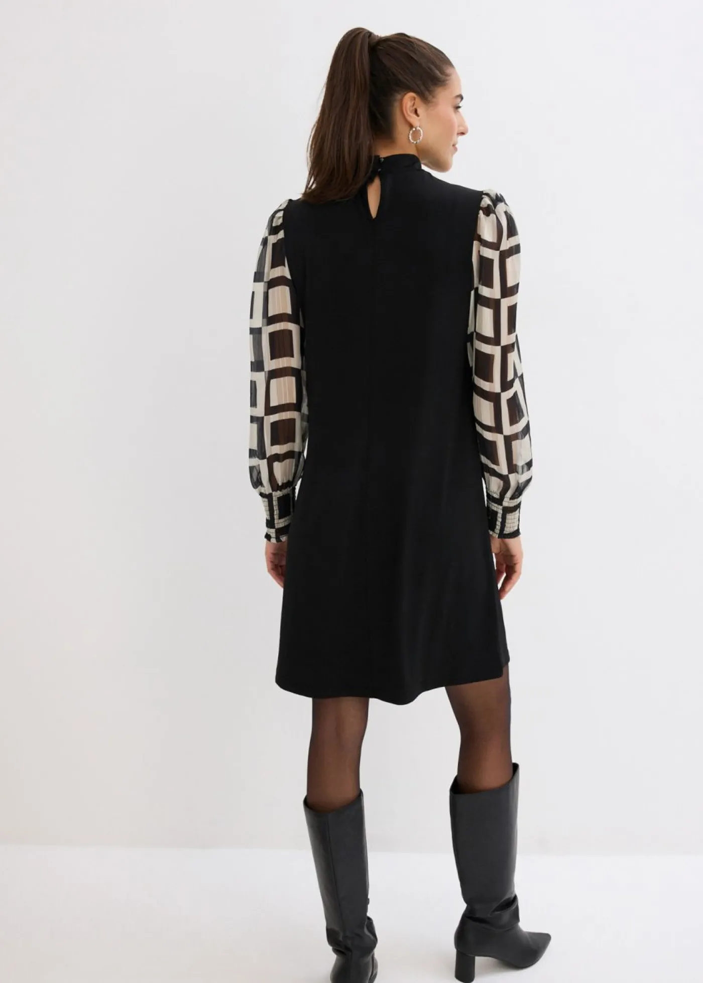 bonprix bonprix Vestido Negro/crudo con estampado gráfico Online