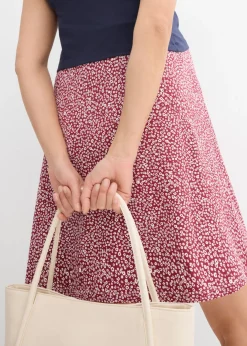 bonprix bonprix Vestido 2 en 1premamá y de lactancia de punto de algodón orgánico azul marino-blanco-marrón rojizo con flores Clearance