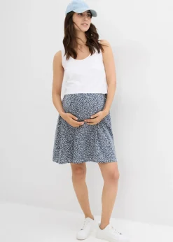 bonprix bonprix Vestido 2 en 1premamá y de lactancia de punto de algodón orgánico blanco lana-azul marino con flores Discount