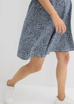 bonprix bonprix Vestido 2 en 1premamá y de lactancia de punto de algodón orgánico blanco lana-azul marino con flores Discount