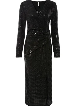 bonprix bonprix Vestido ajustado de lentejuelas Negro Outlet
