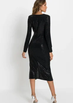 bonprix bonprix Vestido ajustado de lentejuelas Negro Outlet