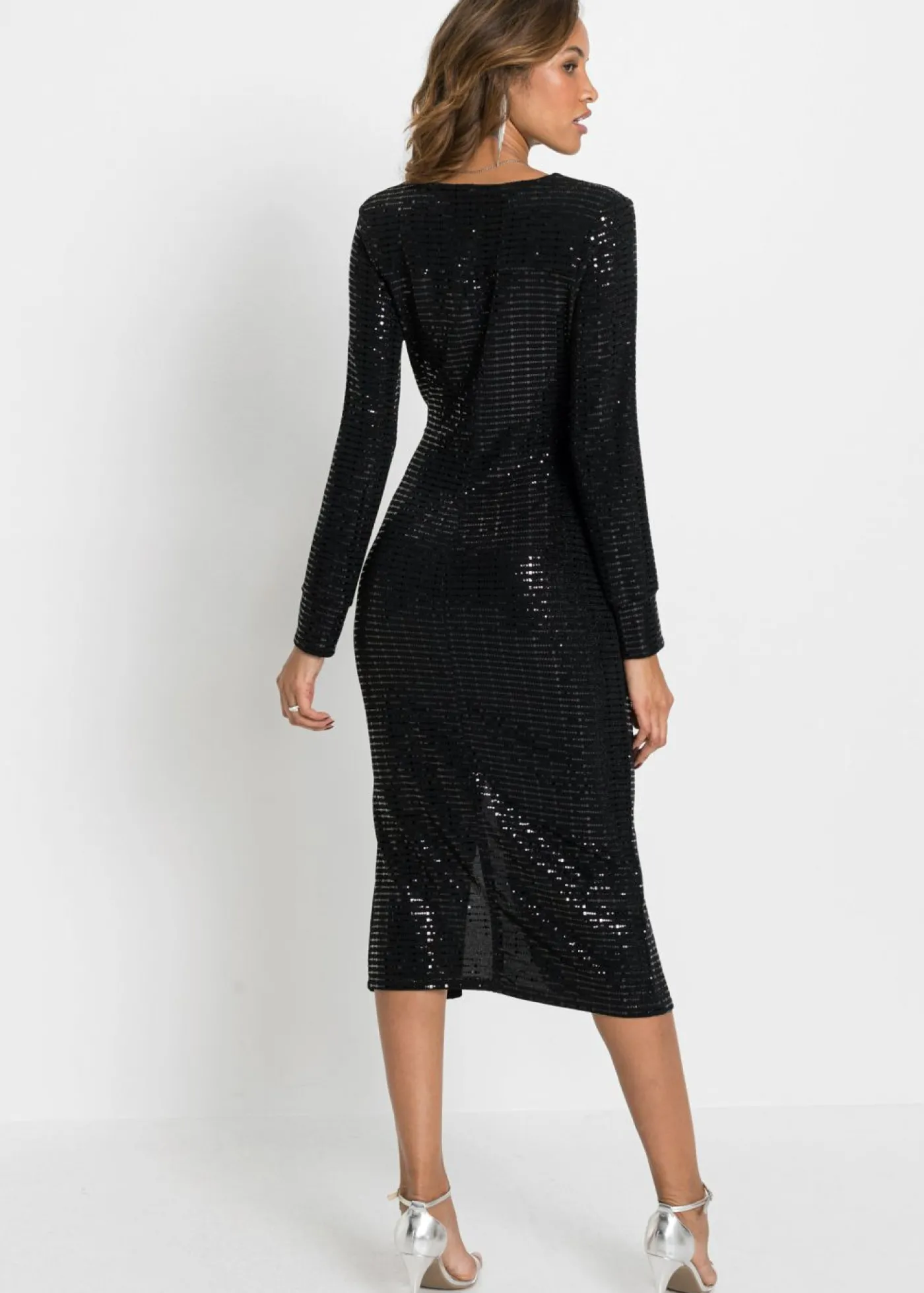 bonprix bonprix Vestido ajustado de lentejuelas Negro Outlet