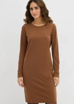 bonprix bonprix Vestido ajustado de punto (2 unidades) Marrón pimiento/rojo burdeos Clearance