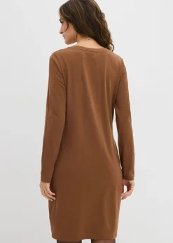 bonprix bonprix Vestido ajustado de punto (2 unidades) Marrón pimiento/rojo burdeos Clearance