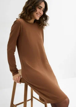 bonprix bonprix Vestido ajustado de punto (2 unidades) Marrón pimiento/rojo burdeos Clearance