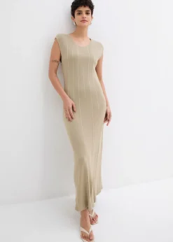 bonprix bonprix Vestido ajustado de punto de mezcla de viscosa Verde aceite Clearance