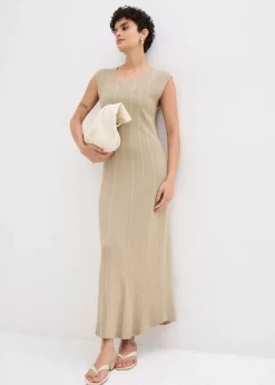 bonprix bonprix Vestido ajustado de punto de mezcla de viscosa Verde aceite Clearance
