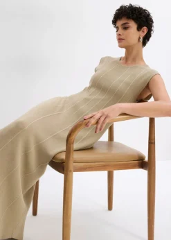 bonprix bonprix Vestido ajustado de punto de mezcla de viscosa Verde aceite Clearance