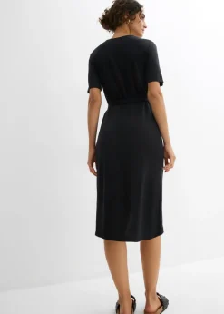 bonprix bonprix Vestido ajustado de punto de mezcla de viscosa suave Negro Discount