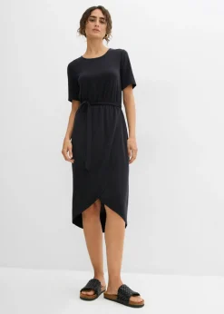 bonprix bonprix Vestido ajustado de punto de mezcla de viscosa suave Negro Discount