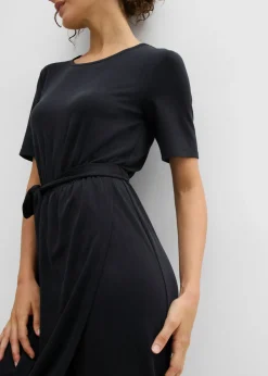 bonprix bonprix Vestido ajustado de punto de mezcla de viscosa suave Negro Discount