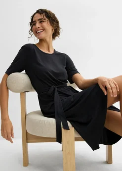 bonprix bonprix Vestido ajustado de punto de mezcla de viscosa suave Negro Discount