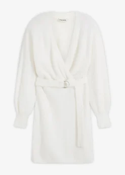bonprix bonprix Vestido ajustado de punto con accesorio Blanco Sale
